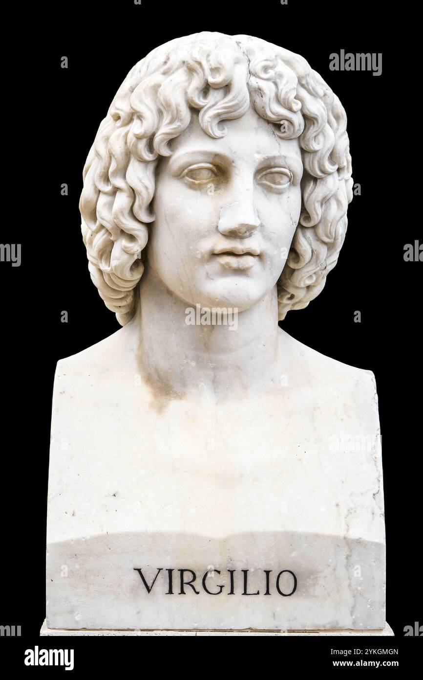 Publio Virgilio Marone, noto semplicemente come Virgilio o Vergil (70 a.C. - 19 a.C.) - poeta romano, autore di tre opere, tra le più famose e influenti della letteratura latina: La Bucolica, la Georgica e l'Eneide Foto Stock