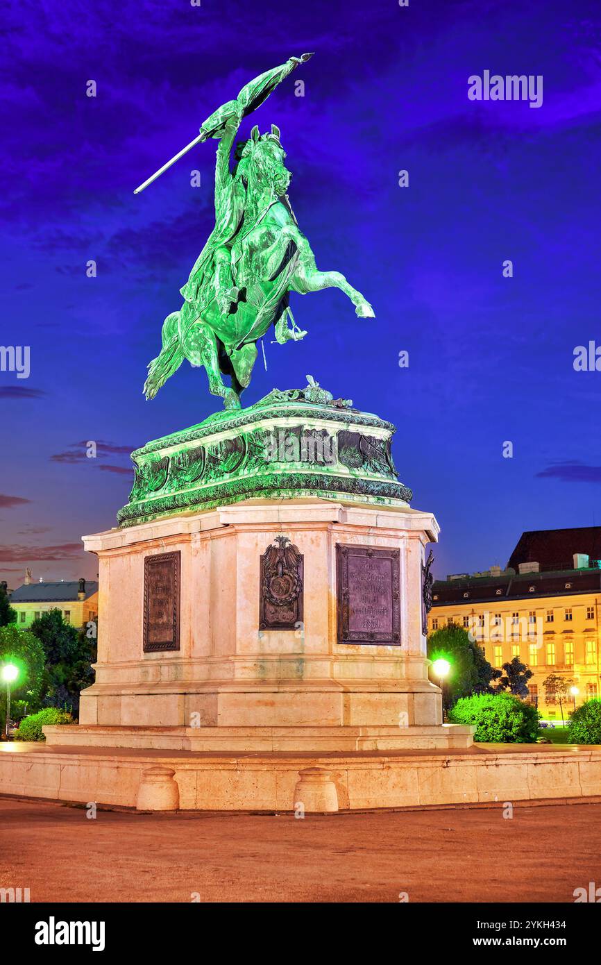 Statua di Arciduca Karl-Ludwig-John sulla Heldenplatz. Vienna. Austria. Foto Stock