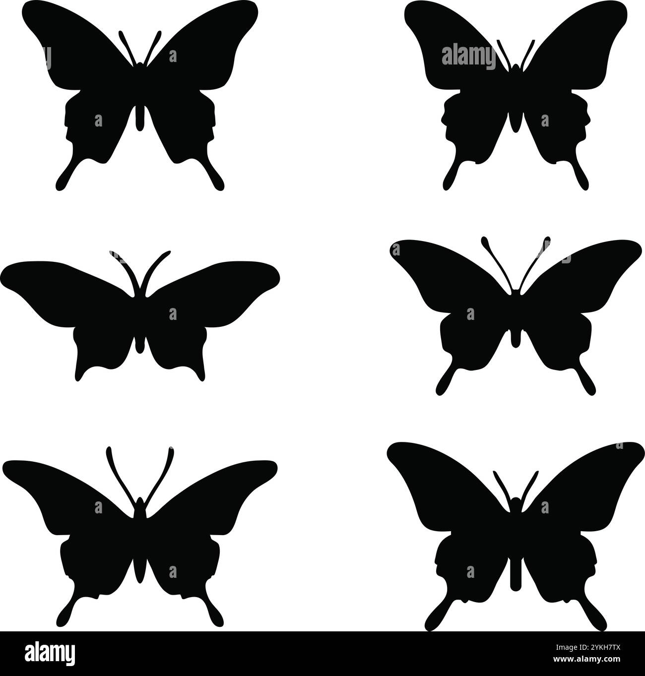 Elegante collezione di silhouette a farfalla Illustrazione Vettoriale