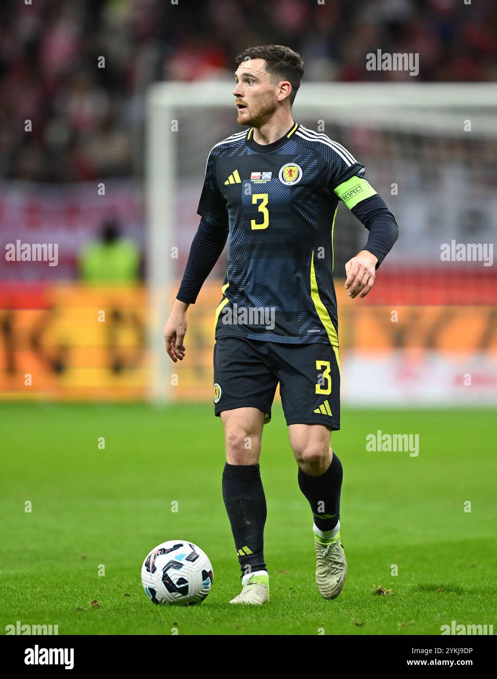 Andrew Robertson scozzese durante la partita del gruppo A1 della UEFA Nations League allo stadio PGE Narodowy di Varsavia. Data foto: Lunedì 18 novembre 2024. Foto Stock