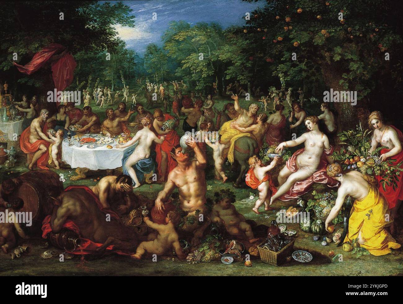 A Bacchanal di Jan Brueghel il Vecchio e Hendrik van Balen i, ca. 1608 Foto Stock