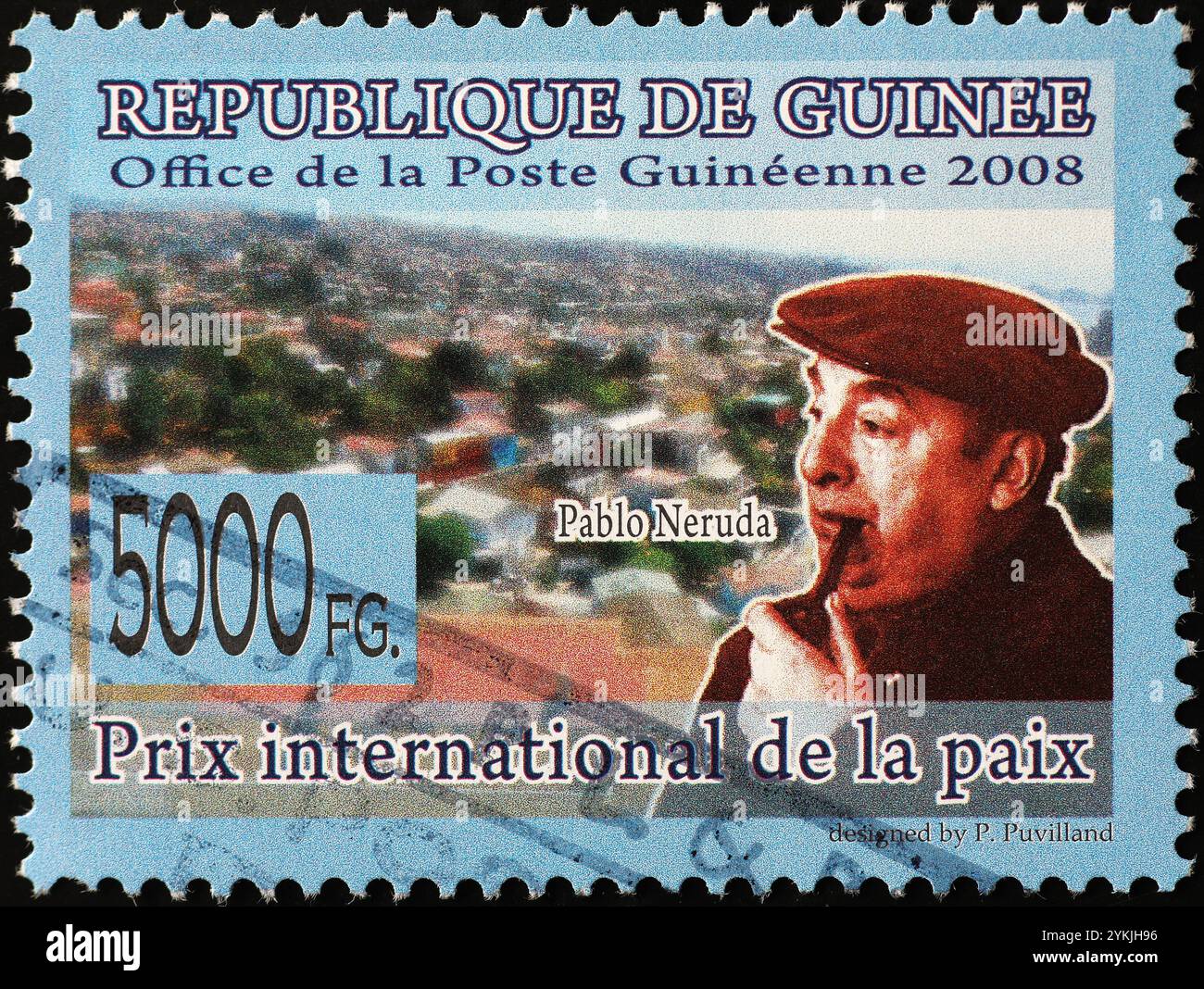 Pablo Neruda sul francobollo della Guinea Foto Stock