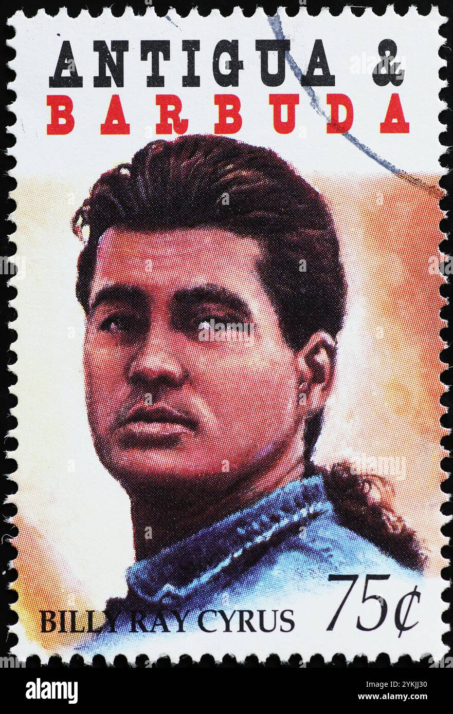 Il cantante country americano Billy Ray Cyrus sul francobollo Foto Stock