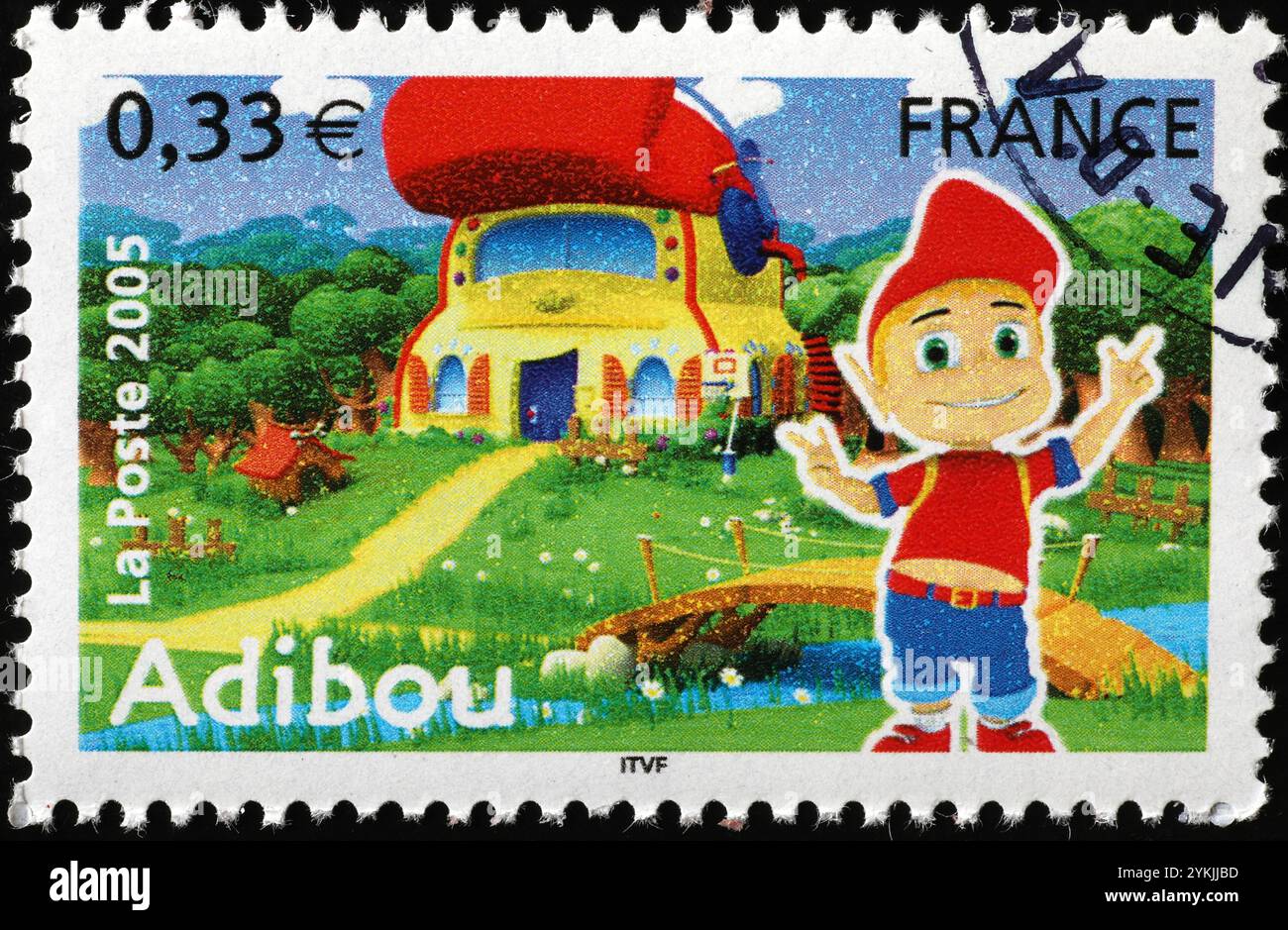 Classico videogioco Adibou su francobollo francese Foto Stock