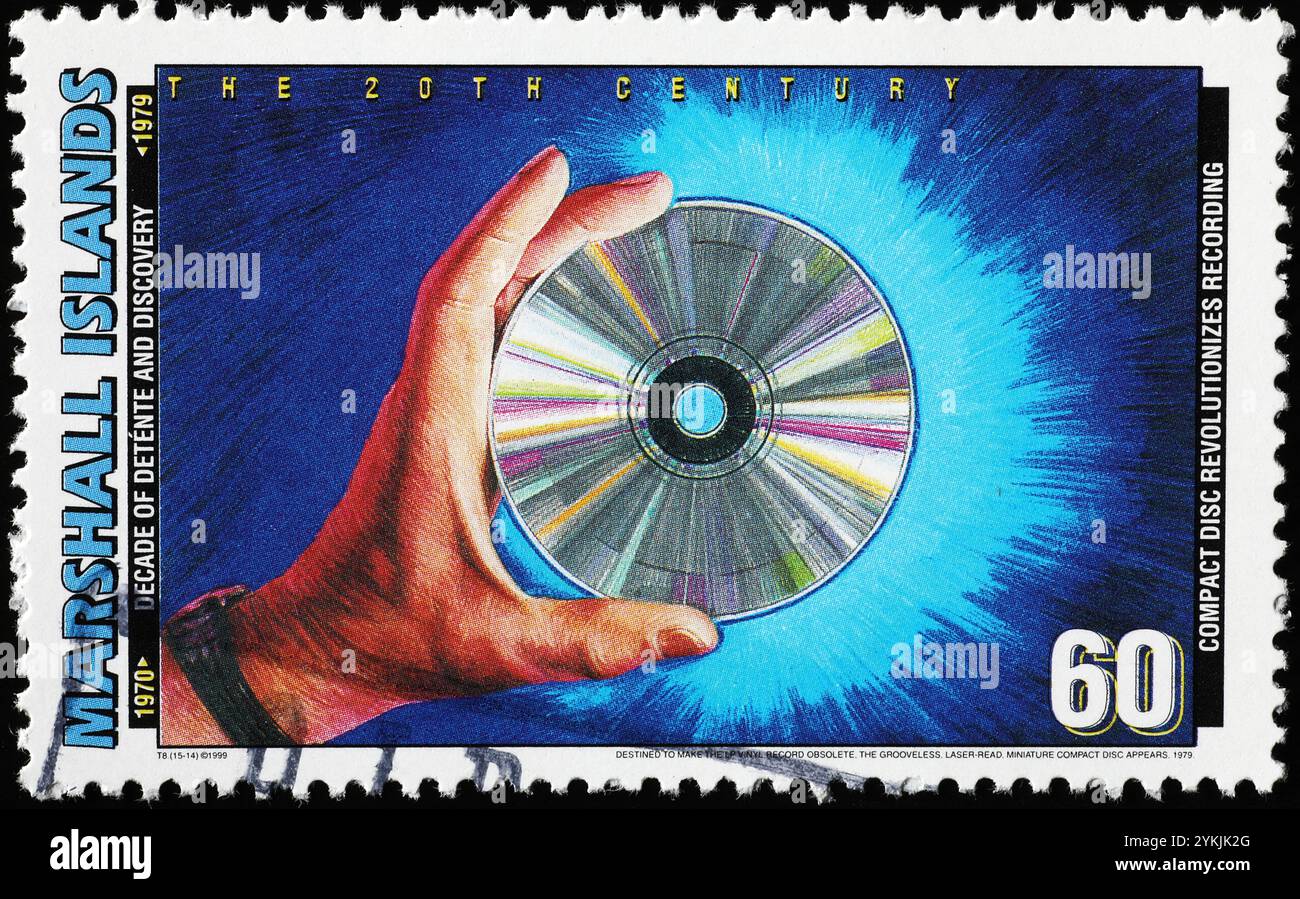 Invenzione del compact disc celebrata sul francobollo Foto Stock