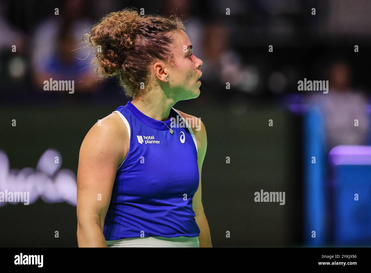 Malaga, Malaga, Spagna. 18 novembre 2024. Jasmine Paulini, nella sua partita contro la Polonia IgA Swiatek durante le finali della Billie Jean King Cup 2024 - Womens Tennis (Credit Image: © Mathias Schulz/ZUMA Press Wire) SOLO PER USO EDITORIALE! Non per USO commerciale! Foto Stock