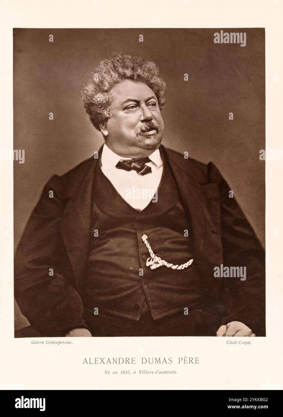 Ritratto dello scrittore francese Alexandre Dumas Père (senior), Fotografia d'archivio d'epoca di Etienne Carjat, circa 1880 Foto Stock