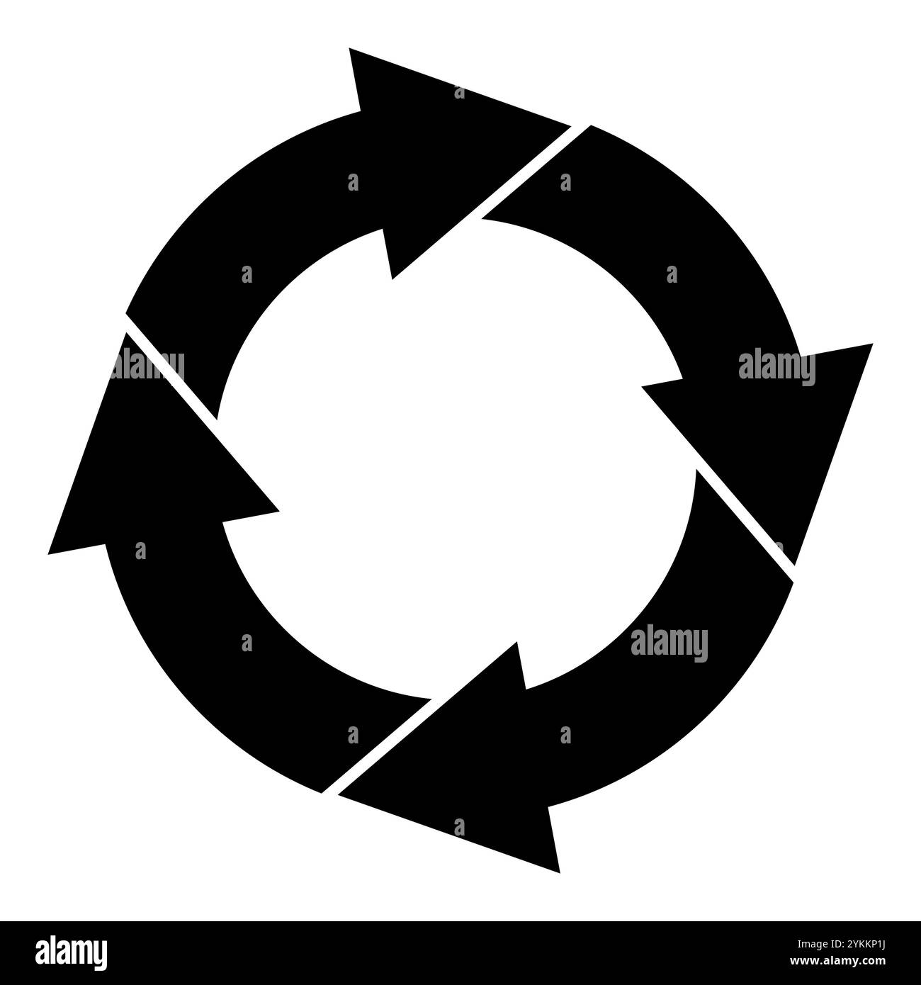 Ciclo con freccia triangolare. Simbolo freccia in grassetto. Icona di processo circolare. Grafica vettoriale. Illustrazione Vettoriale