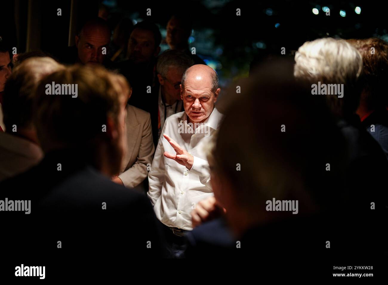 Rio De Janeiro, Brasile. 18 novembre 2024. Il Cancelliere federale Olaf Scholz (SPD) parla con i giornalisti ai margini del vertice del G20. Crediti: Kay Nietfeld/dpa/Alamy Live News Foto Stock