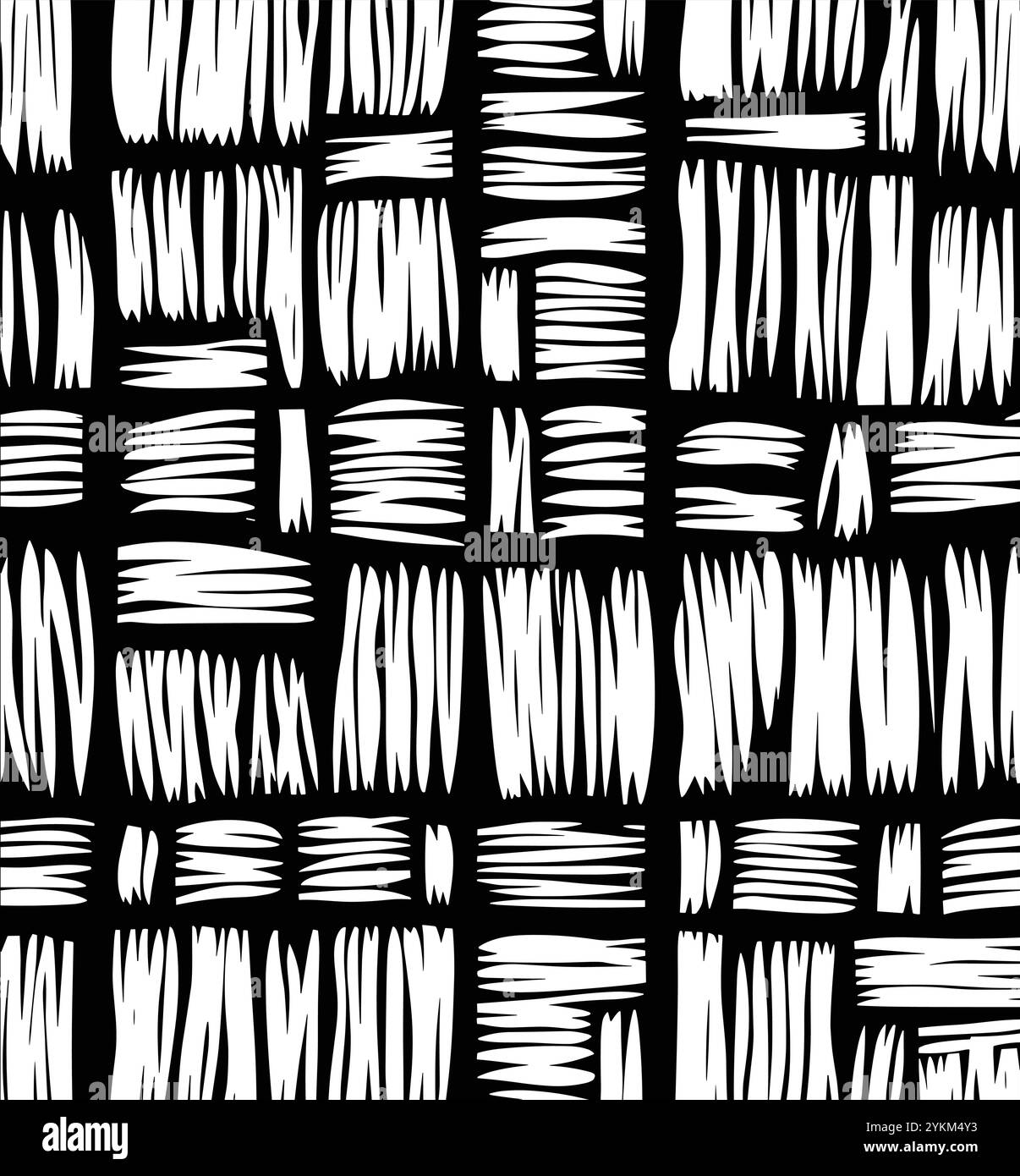 Bianco e nero, disegno a mano senza cuciture di grandi linee in vimini Illustrazione Vettoriale