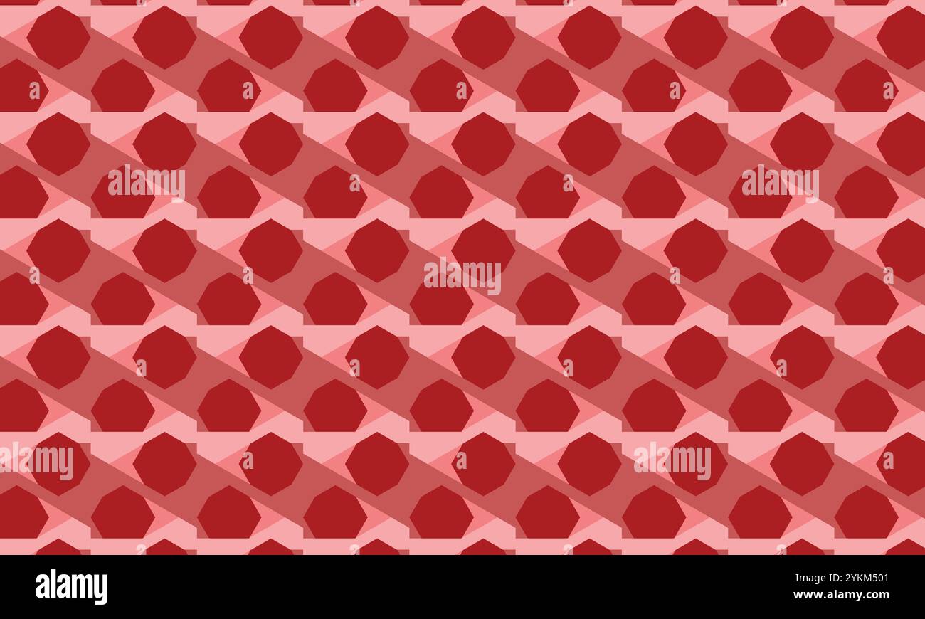 Motivo esagono rosso sfondo vettore geometrico astratto senza cuciture, tessere esagonali rosse che ripetono il modello vettoriale senza cuciture, texture mosaico esagono rosso Illustrazione Vettoriale