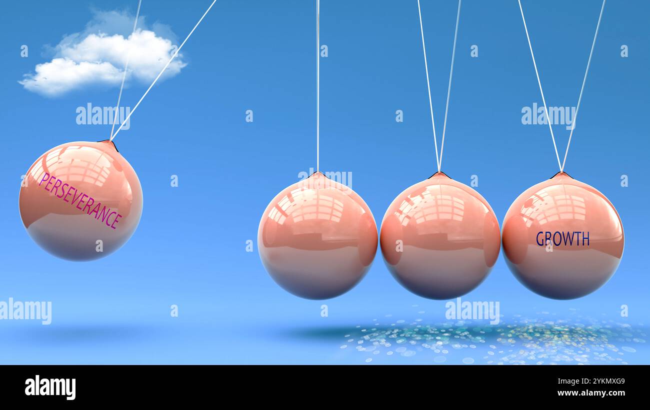 La perseveranza dà energia alla crescita. Una metafora in cui la perseveranza è la forza che porta alla crescita Foto Stock
