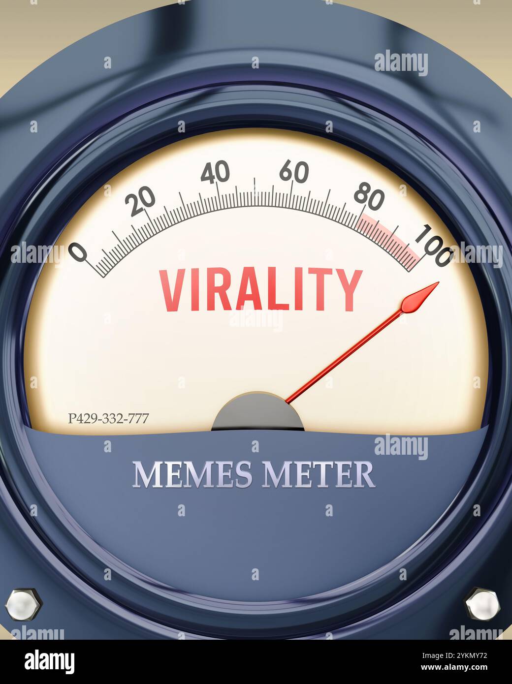 Viralità e memes Meter che sta raggiungendo una scala completa, mostrando un livello molto alto di viralità Foto Stock