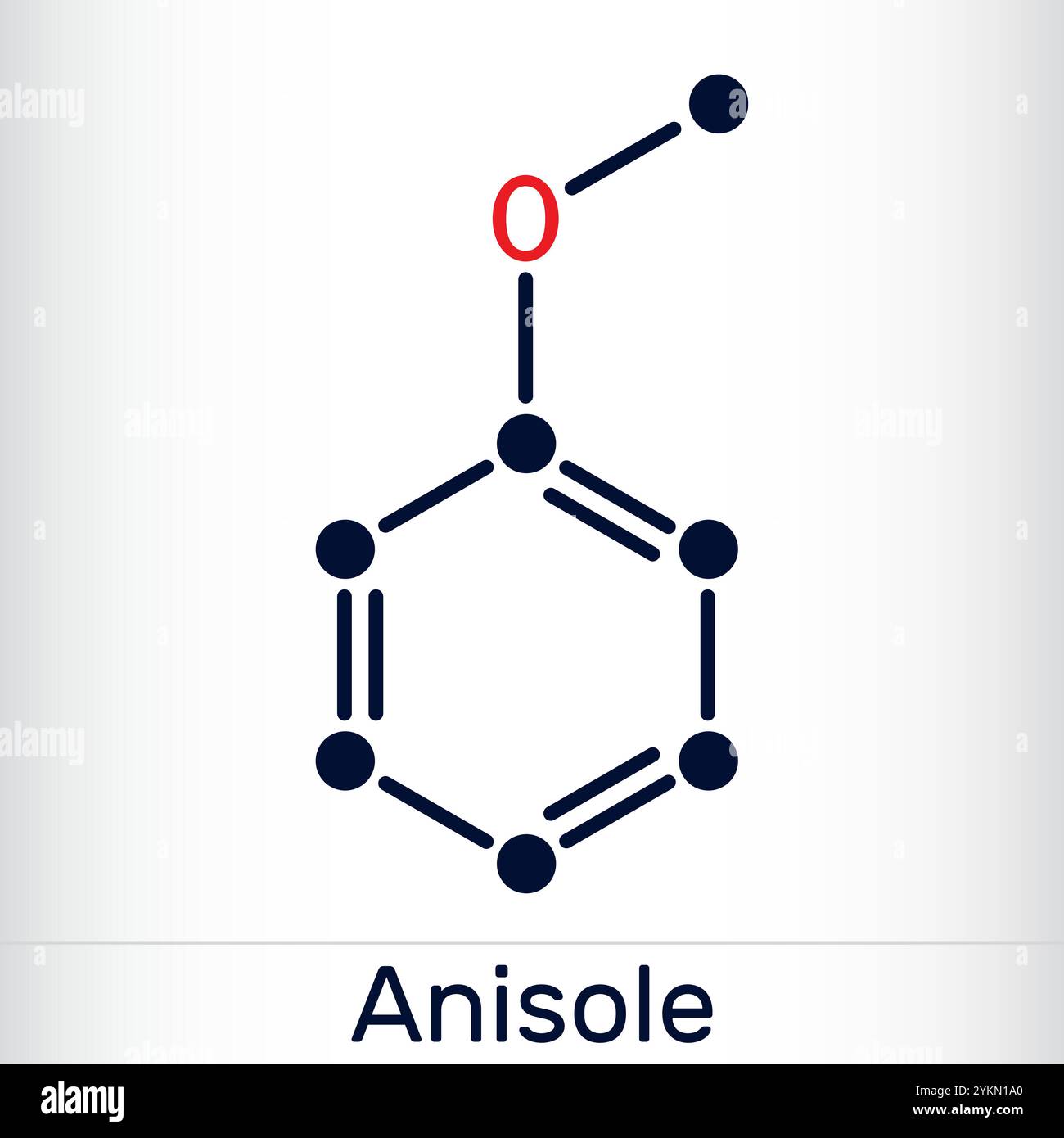 Anisole, metossibenzene, metilfenil etere molecola. Formula chimica scheletrica. Illustrazione vettoriale Illustrazione Vettoriale