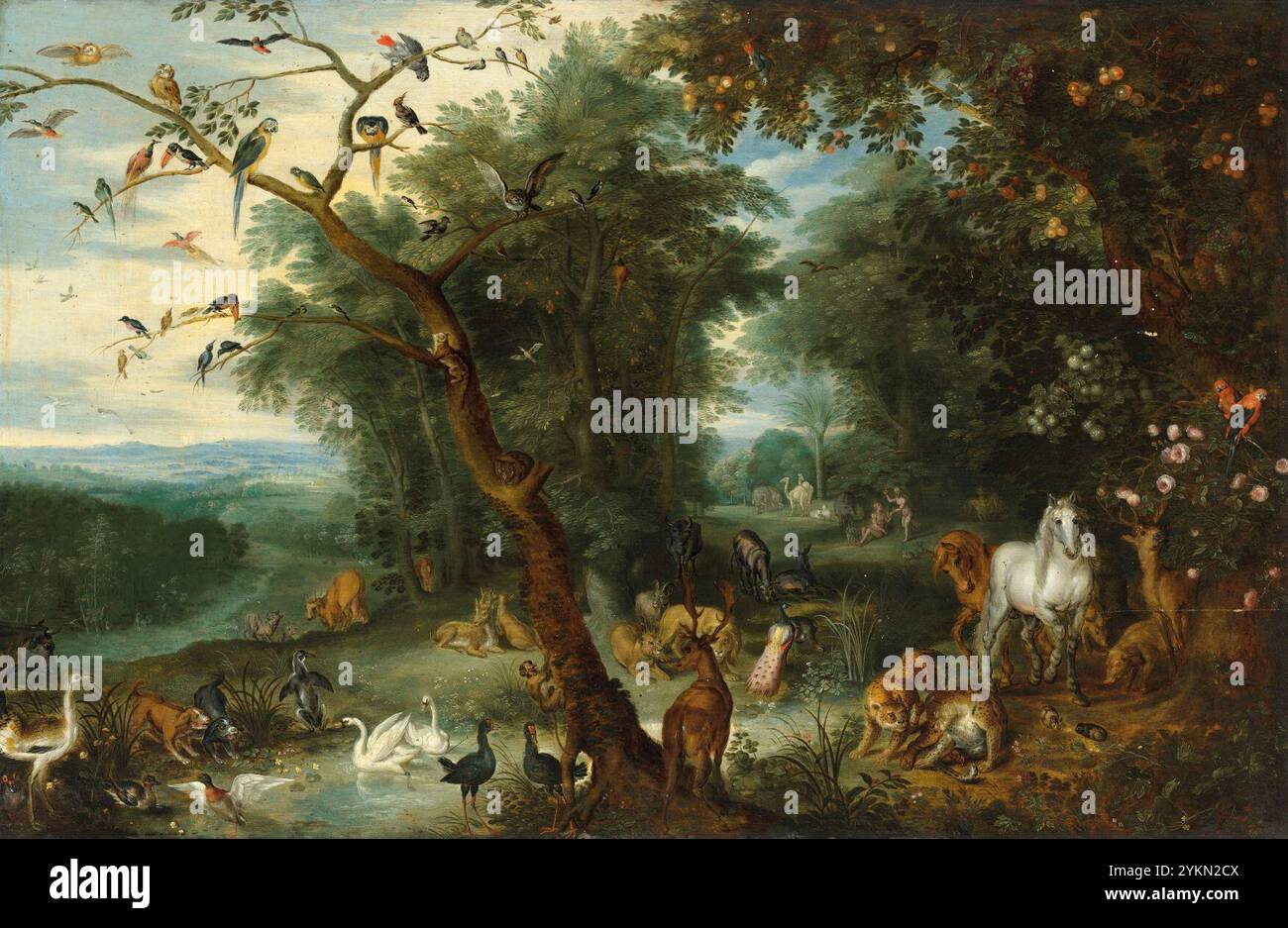 Paradise di Jan Breughel, il giovane. Foto Stock