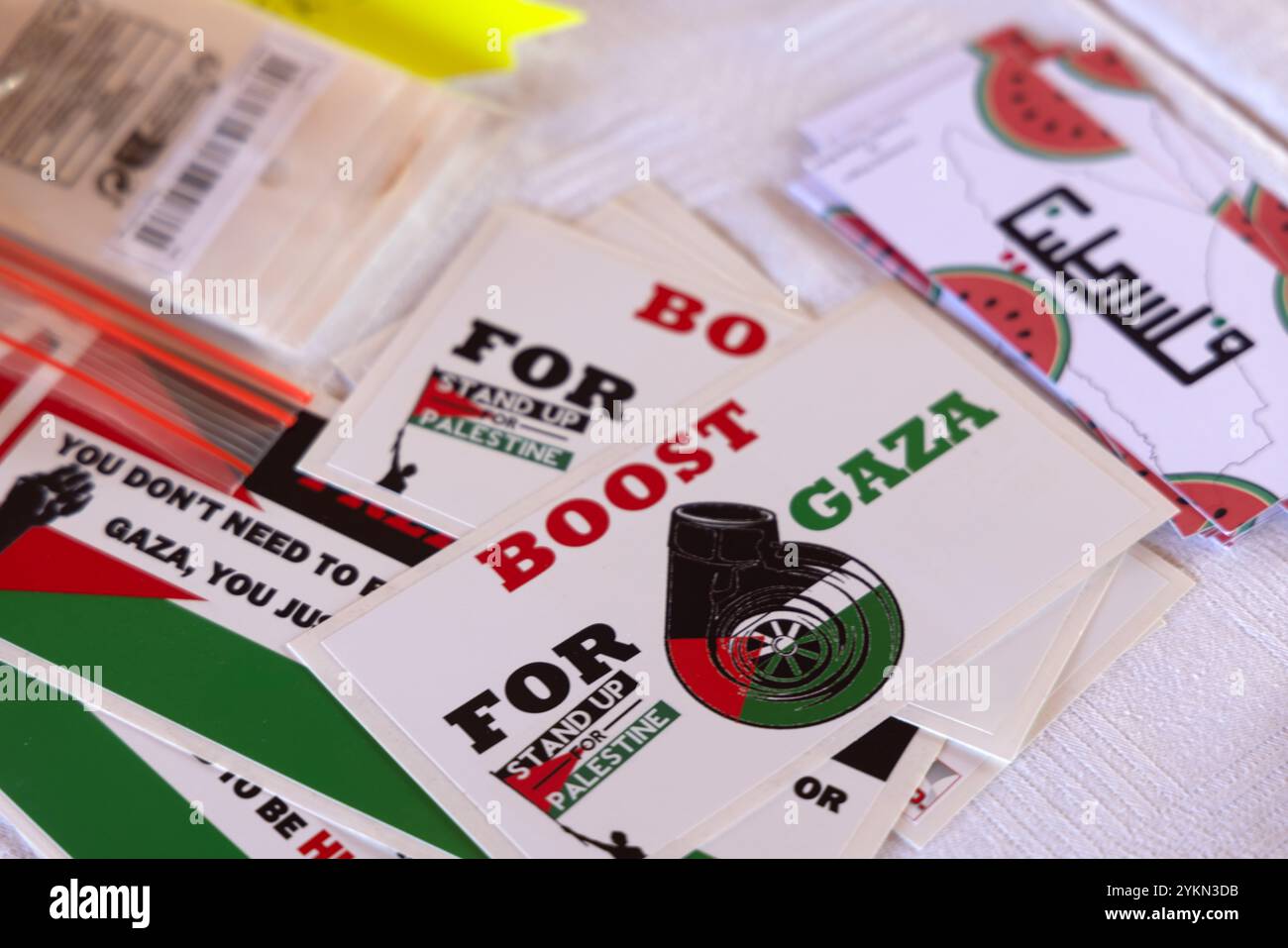 Botswana, Gaborone, 23 agosto 2024, ONG volontarie merci create per l'evento palestinese Lives Matter, tenutosi all'aperto per sostenere la lotta Foto Stock