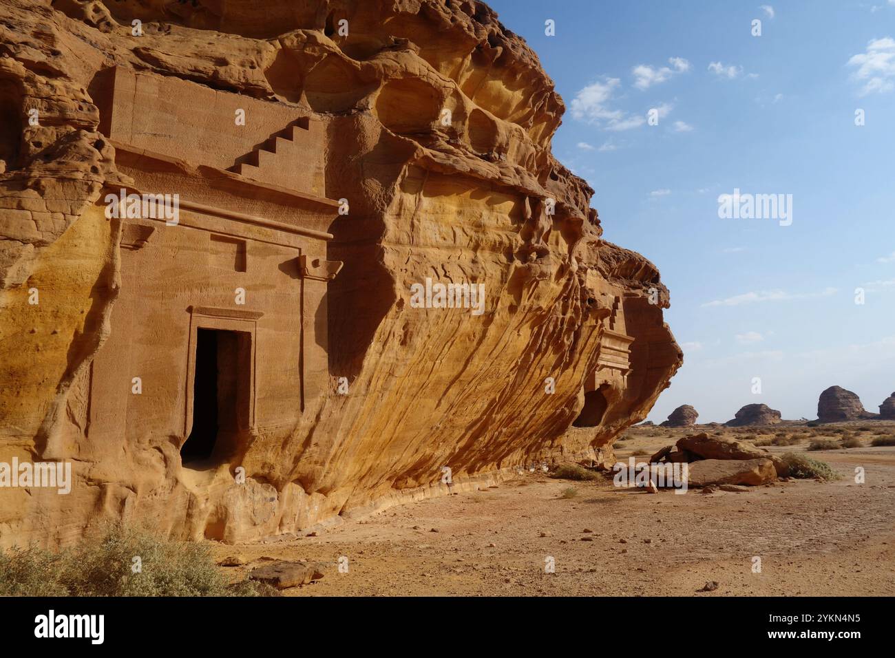 Jabal AlBanat (Qasr AlBint), sito archeologico di Hegra (al-Hijr / Madā ͐ in Ṣāliḥ), nel deserto vicino ad al Ula, Arabia Saudita Foto Stock
