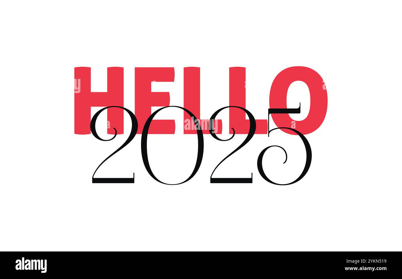 Salve, scheda preventivi 2025. Design tipografico moderno, semplice e minimalista. Isolato su sfondo bianco Illustrazione Vettoriale
