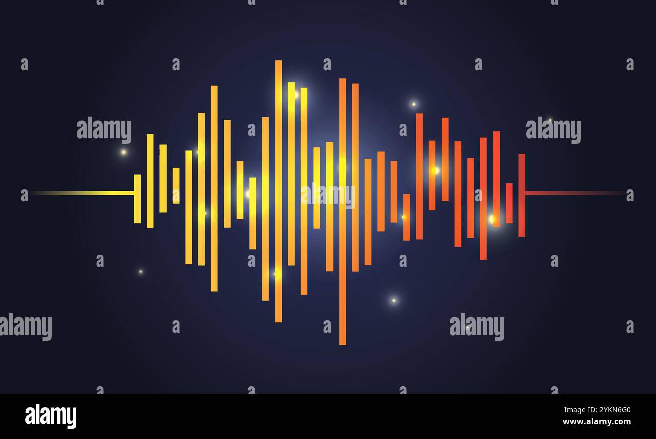 Suono brillante o onda audio. Sottofondo musicale dinamico astratto Illustrazione Vettoriale