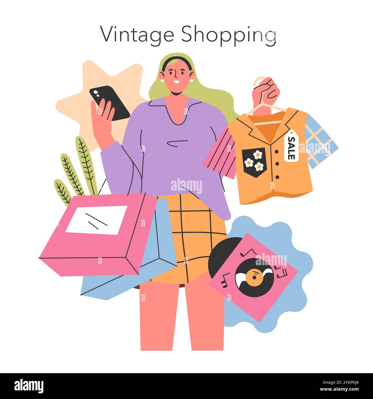 Lo shopping vintage della generazione Z è un'esperienza unica con un giovane alla moda che esplora la moda retrò e i dischi in vinile musicale. Illustrazione vettoriale. Illustrazione Vettoriale Lo shopping vintage della generazione Z è un'esperienza unica con un giovane alla moda che esplora la moda retrò e i dischi in vinile musicale. Illustrazione vettoriale. Illustrazione Vettoriale