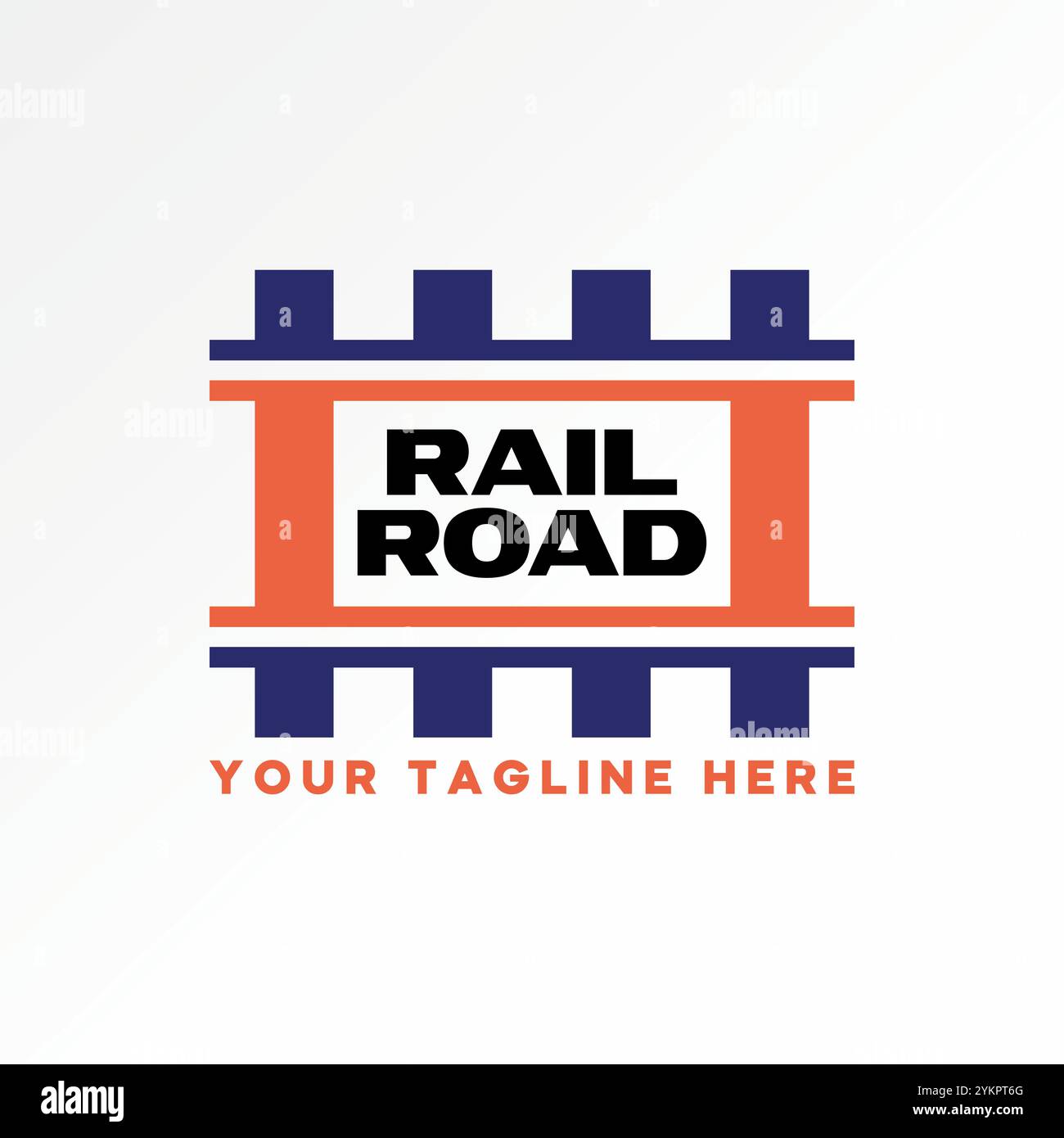 Design del logo concept grafico immagine vettoriale originale testo grafico testo ferroviario font Road treno a vapore. Costruzione in acciaio per trasporto correlato Illustrazione Vettoriale