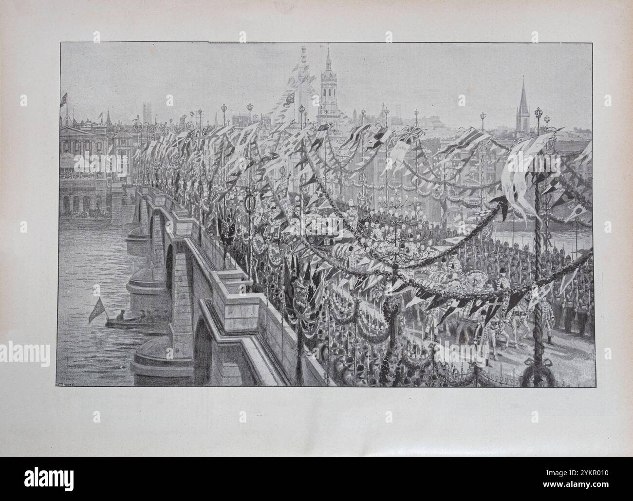 Il Giubileo di Diamante della Regina Vittoria. Luglio 1897 il corteo della regina passa sopra il London Bridge, 22 giugno 1897 Foto Stock