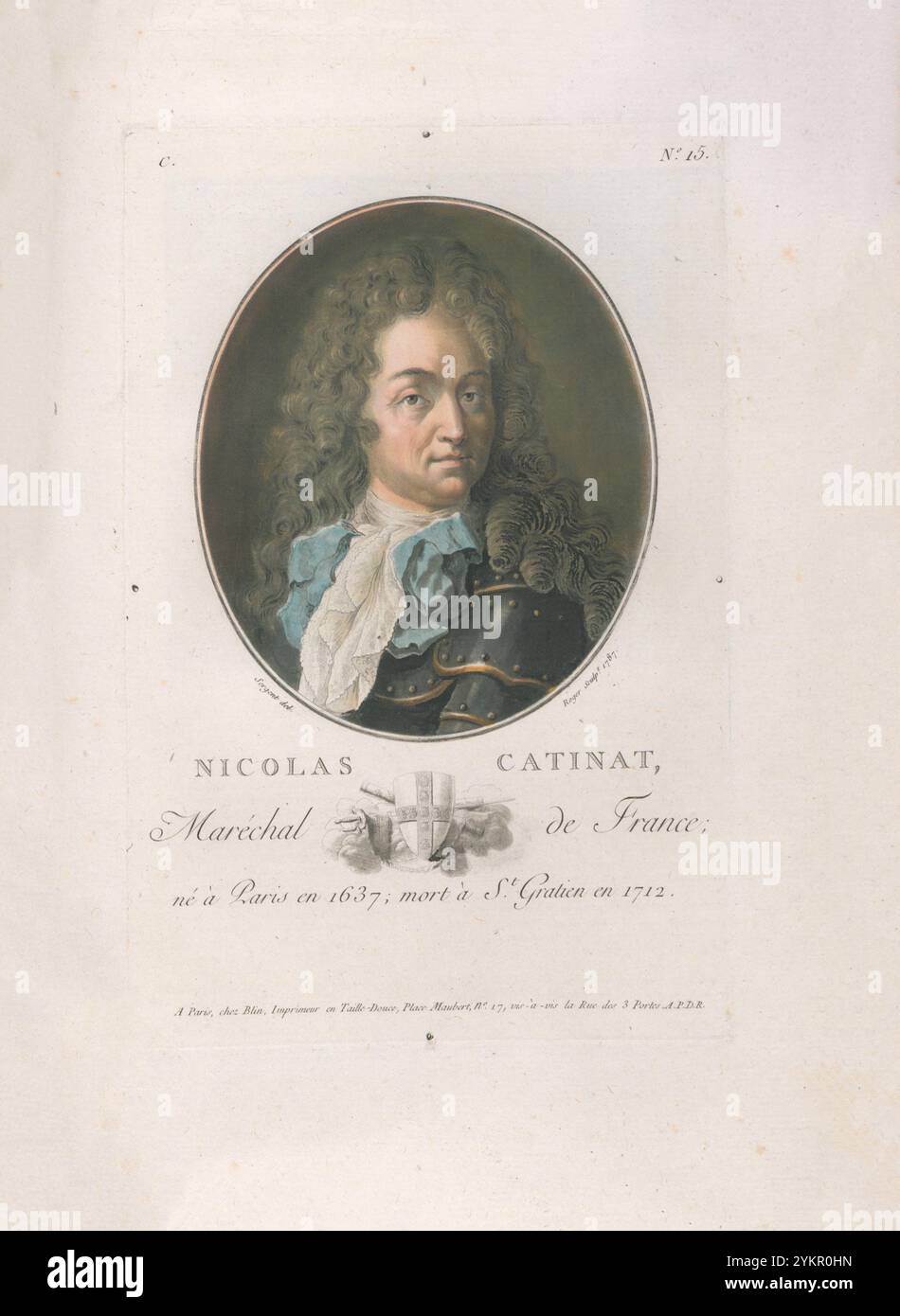 Nicolas Catinat. Incisione del 1792 Nicolas Catinat (1637–1712) fu un comandante militare francese e maresciallo di Francia sotto Luigi XIV Foto Stock