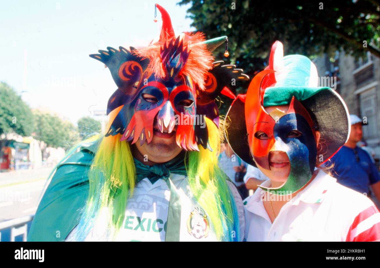 Firo : 20.06.1998 calcio: Calcio: Archivio foto, archivio foto, archivio immagini, Coppa del mondo 1998 98 in Francia fase a gironi gruppo e Belgio - Messico 2:2 tifosi del Messico Foto Stock