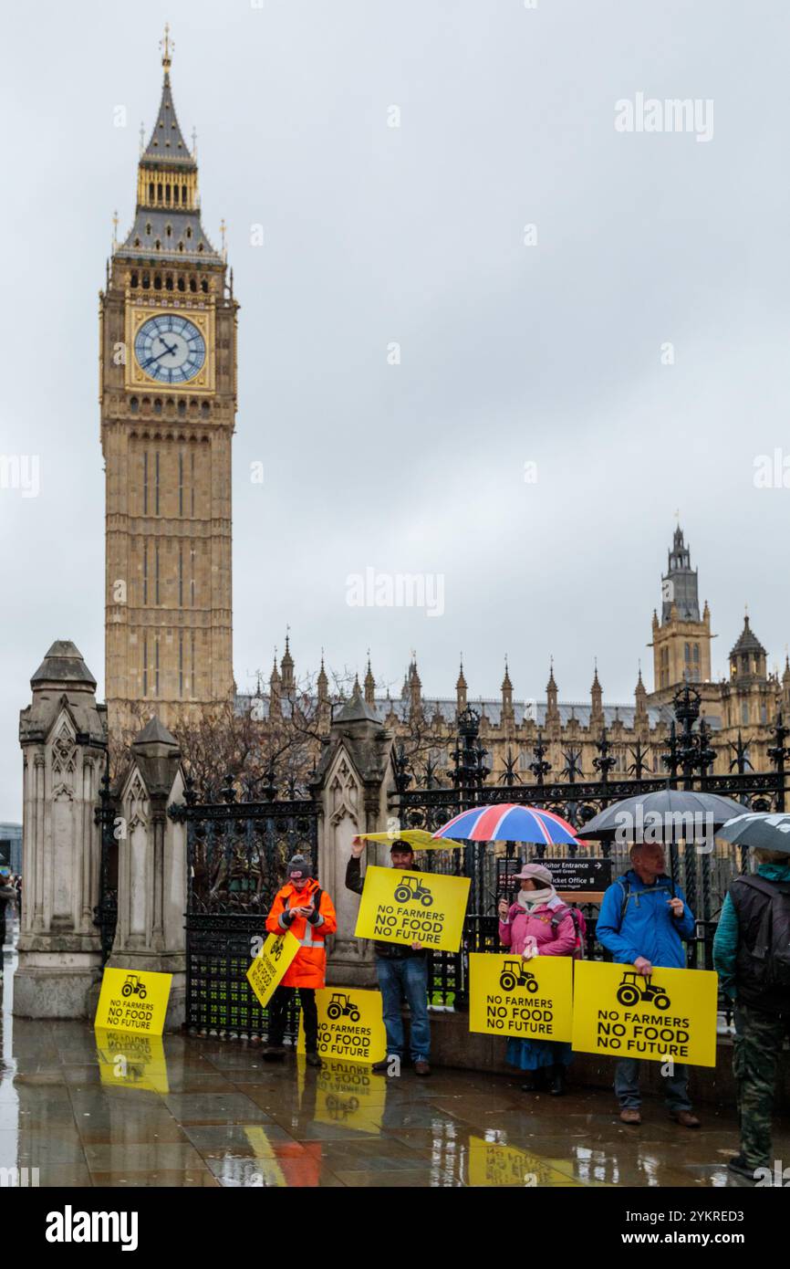 Farmers Rally, Westminster, Londra, Regno Unito. 19 novembre 2024. Trattori in arrivo a Westminster, Londra, in vista di una protesta organizzata dalla National Farmers’ Union (NFU) contro la decisione di Rachel Reeves di imporre l’imposta sulle successioni (IHT) su tutte le aziende agricole, per un valore di oltre 1 milione di sterline. Crediti: Amanda Rose/Alamy Live News Foto Stock