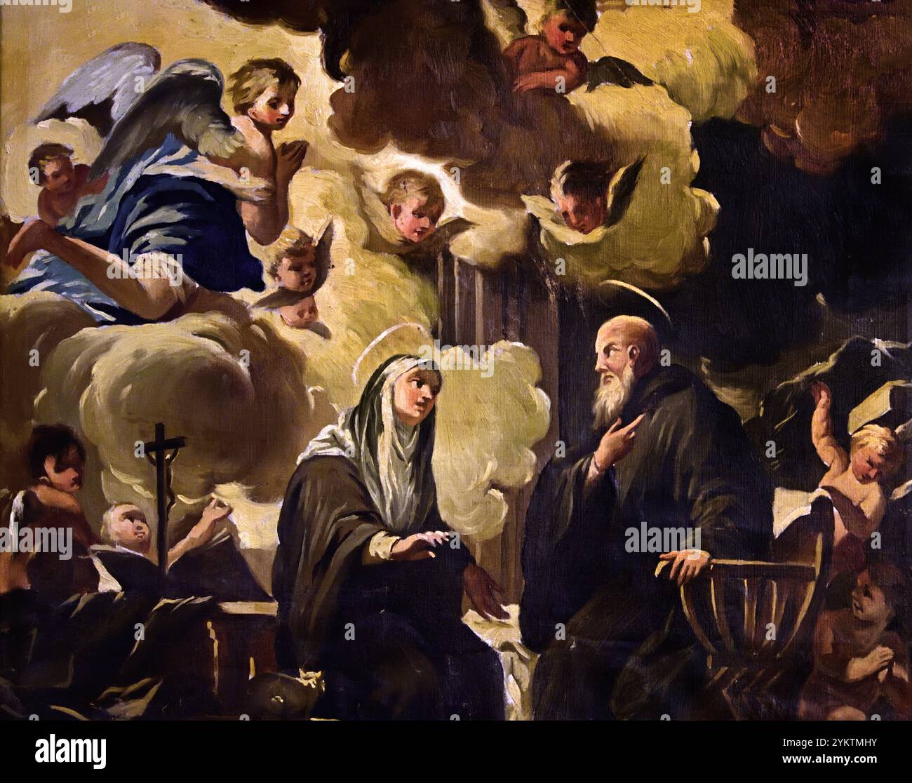 San Benedetto di Nursia e Santa scolastica XVIII secolo, Museo di Belle Arti di Girona, Spagna, spagnolo (conversazione dei due fratelli fondatori dei rami maschile e femminile dell'ordine benedettino) Foto Stock