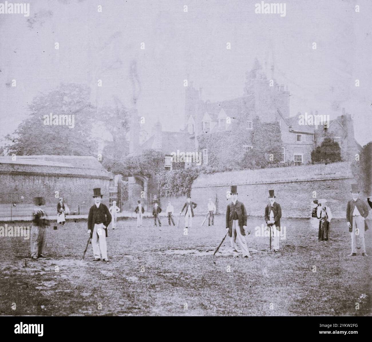 Una partita di cricket all'Eton College, 1862 Foto Stock