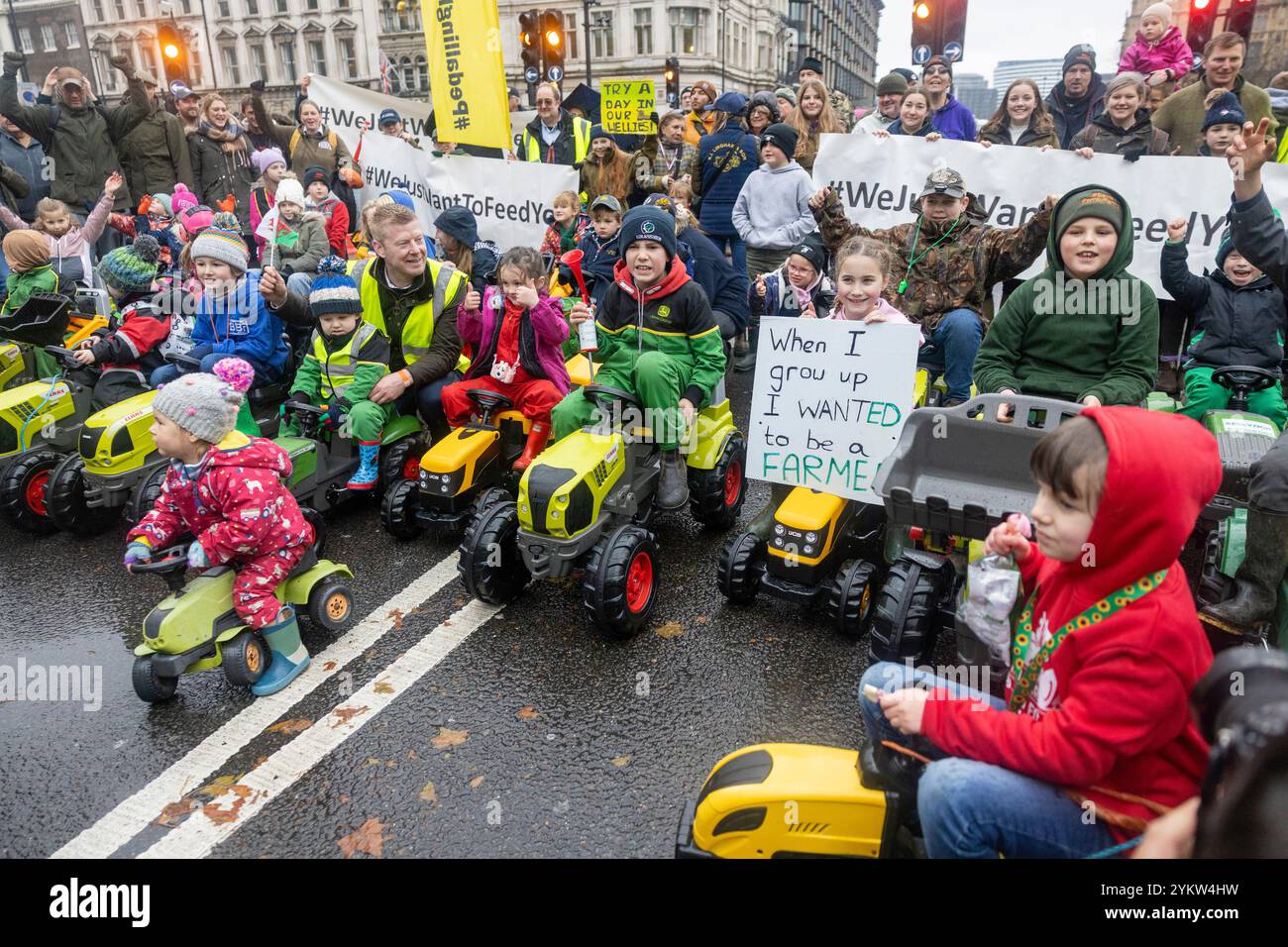 Protesta degli agricoltori tenutasi a Londra il 19 novembre 2024 Foto Stock