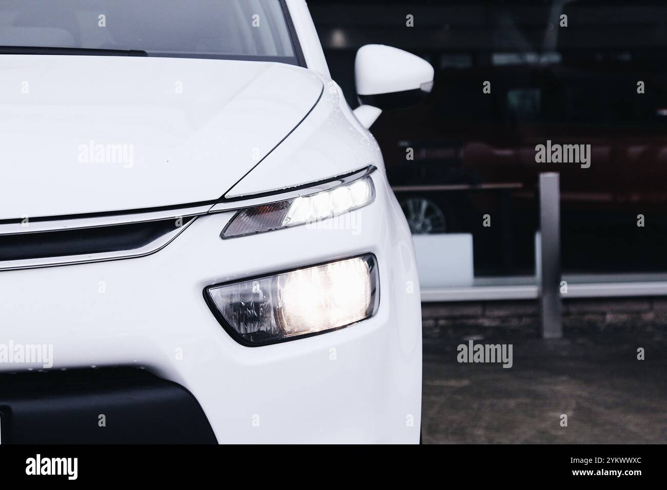 Interno di un'auto, volante Foto Stock