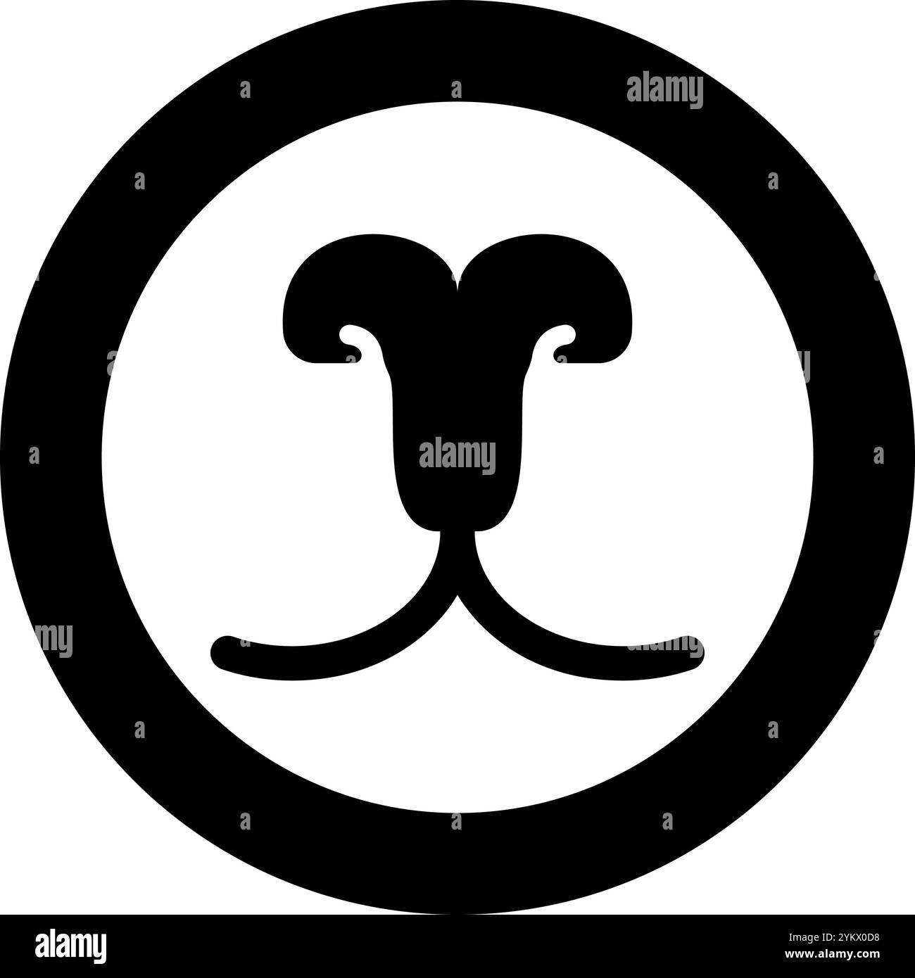 Cat's nose mouth Cat PET Concept icona veterinaria in cerchio, colore nero, immagine vettoriale, contorno pieno stile semplice Illustrazione Vettoriale