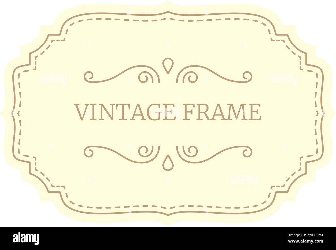 La montatura vintage con rotelline e bordo tratteggiato crea un design elegante, perfetto per aggiungere un tocco di stile classico Illustrazione Vettoriale