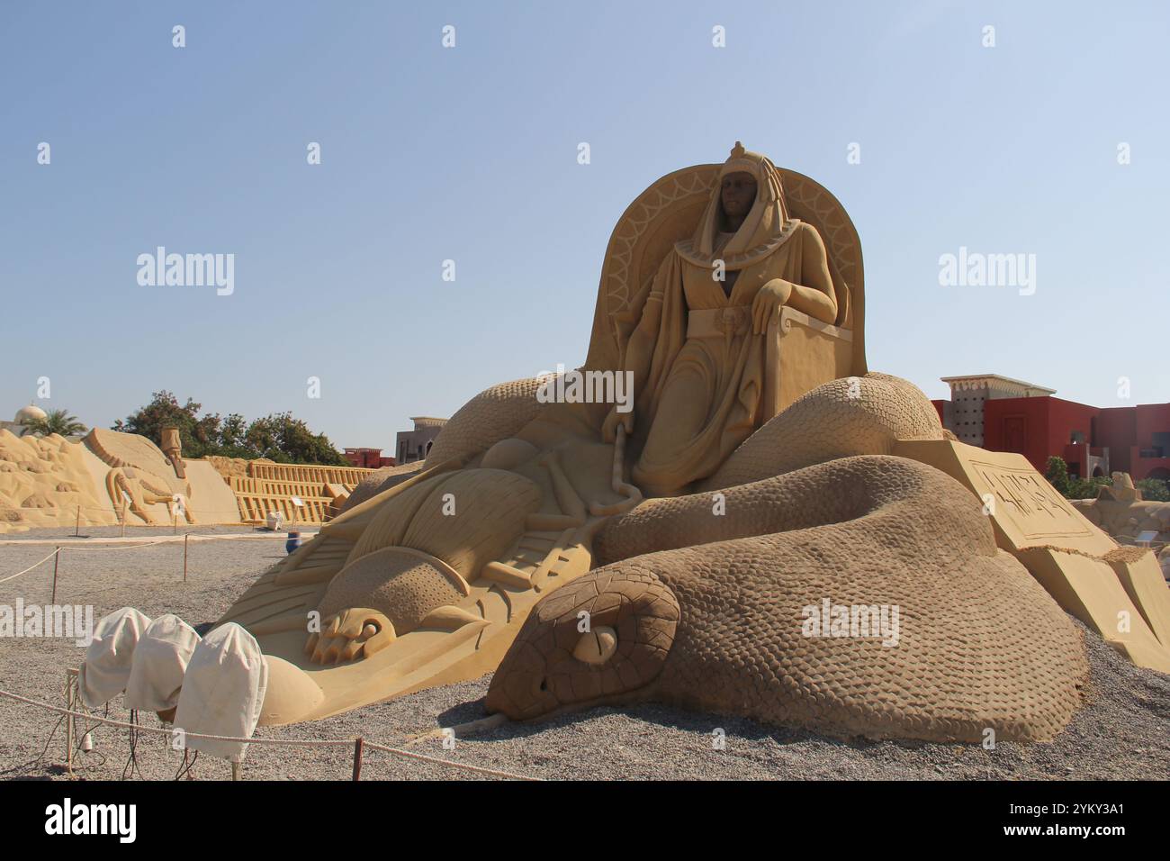 Sculture di sabbia per personaggi storici e antichi famosi Foto Stock