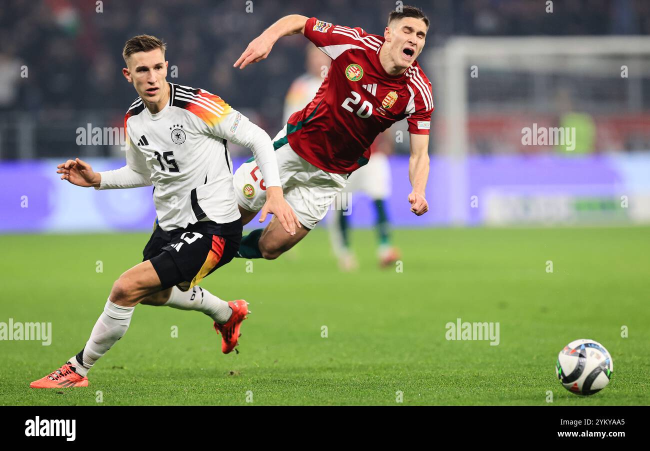 BUDAPEST, UNGHERIA - 19 NOVEMBRE: Incontro del gruppo A3 della UEFA Nations League 2024/25 di Lega A tra Ungheria e Germania il 19 novembre 2024 a Budapest, Ungheria, Puskas Arena. Foto Stock