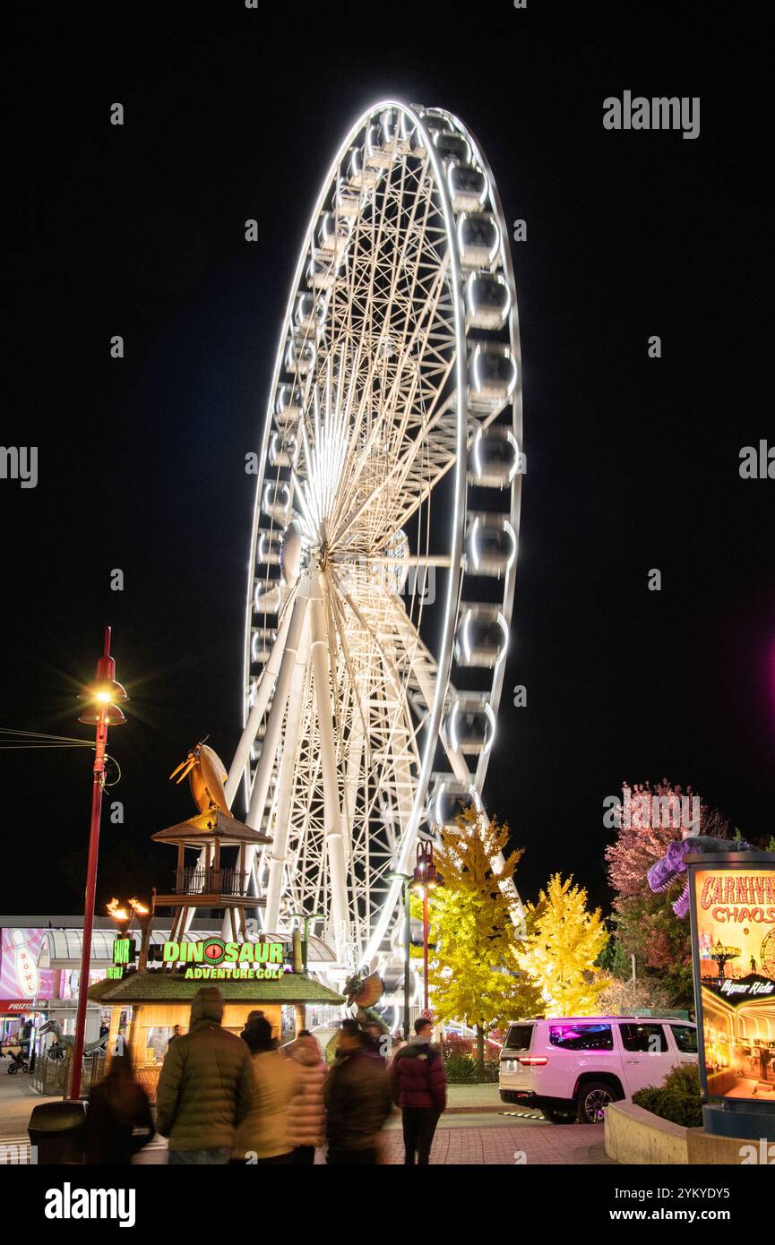 Sky Wheel di notte su Clifton Hill a Niagara Falls, Ontario, Canada Foto Stock