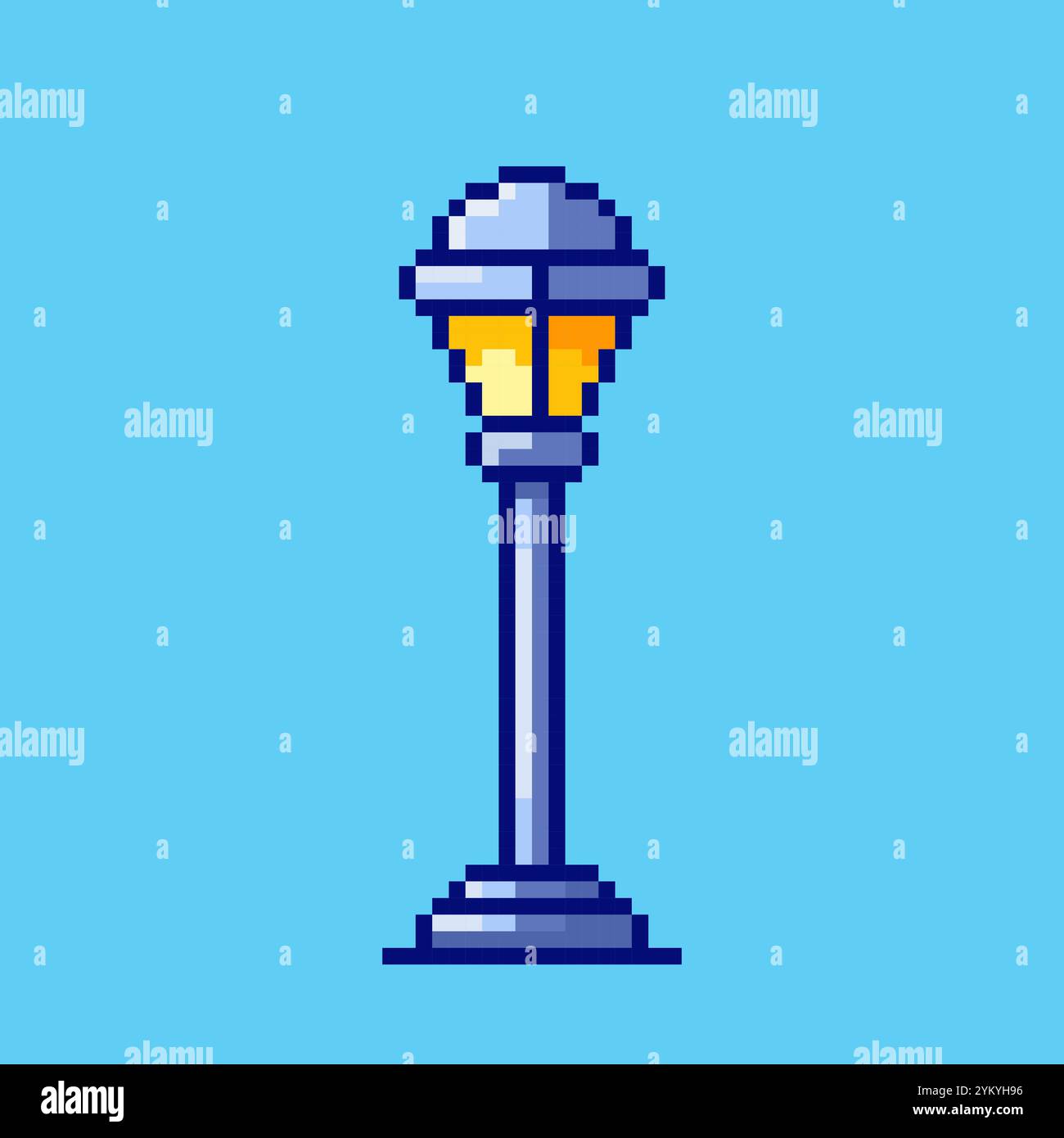 Design delle risorse di gioco Pixel ART Garden Lamp Illustrazione Vettoriale