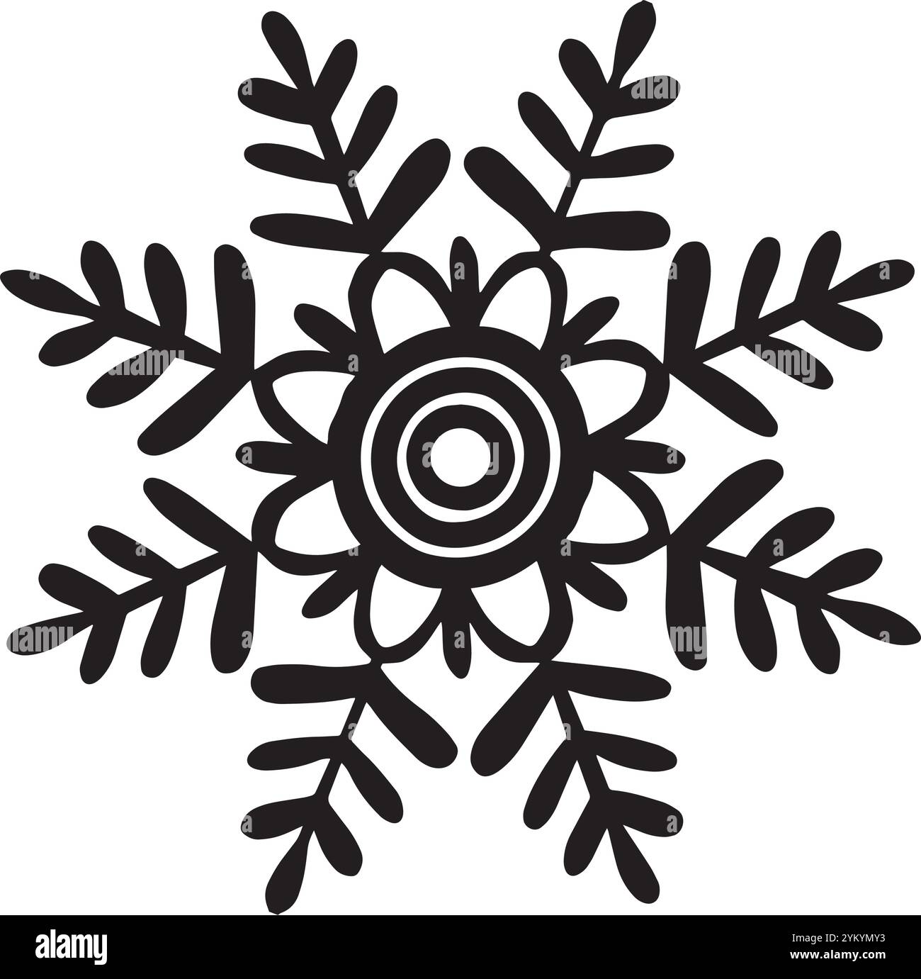 Icona del fiocco di neve. Illustrazione grafica vettoriale per le decorazioni di Natale e Capodanno. Ice star per il design avvolgente delle vacanze invernali. Clipart isolato per Illustrazione Vettoriale