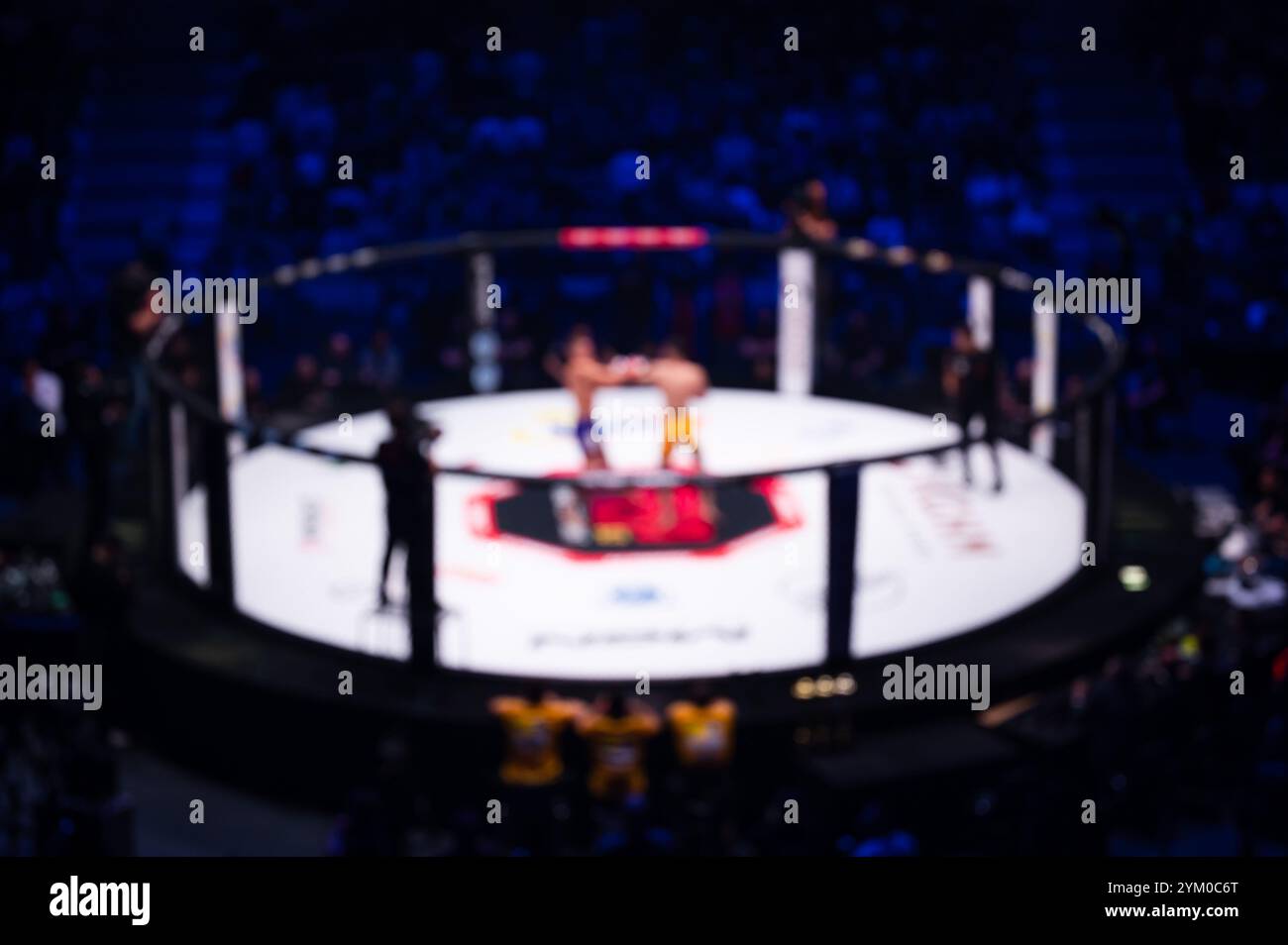 sfondo sfocato dell'anello di lotta mma Foto Stock