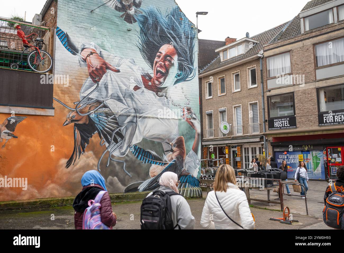 Moderna Street art nella città di Hasselt, Belgio Foto Stock