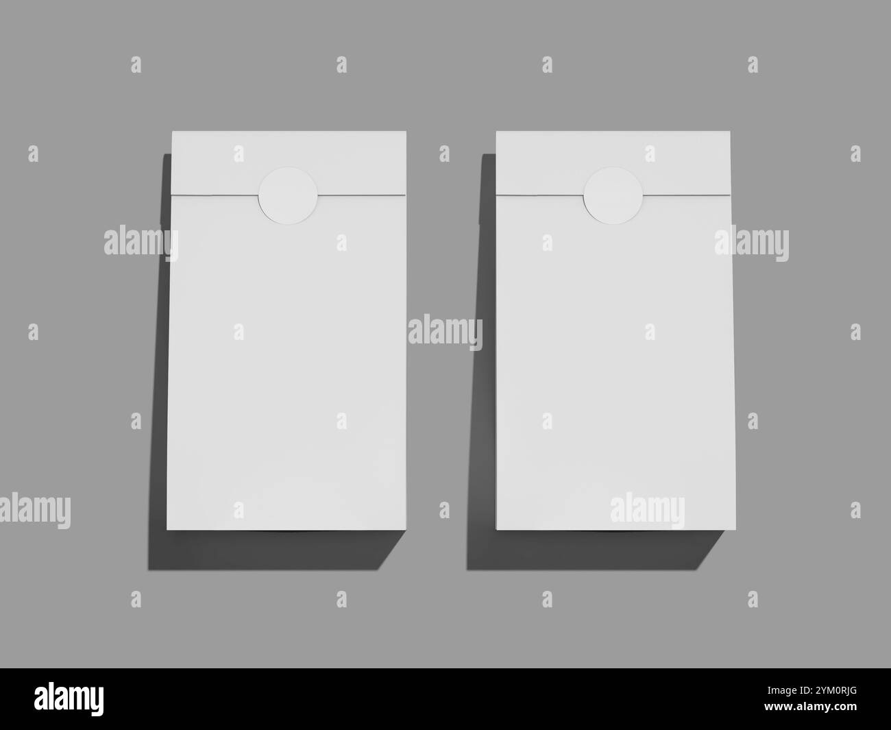 Custodia in carta bianca bianca con posa piatta Mockup 3D. Foto Stock