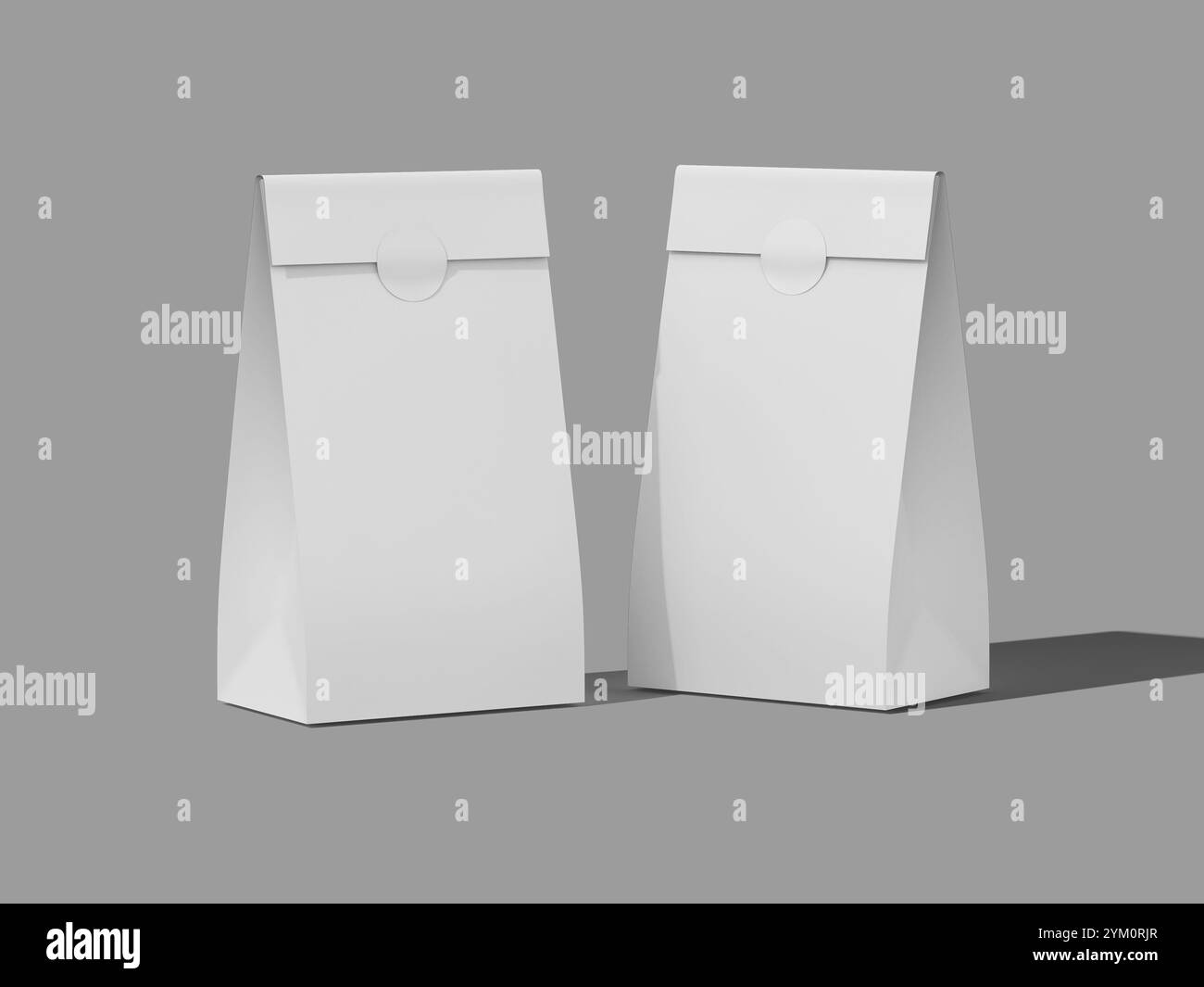 Confezione di sacchetti bianchi per la vista anteriore, mockup 3D. Foto Stock