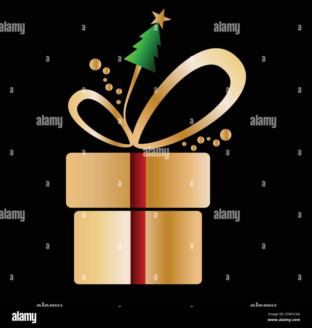 Le confezioni regalo confezionate con nastri dorati sono in attesa di essere aperte per natale, compleanno o altri festeggiamenti Illustrazione Vettoriale