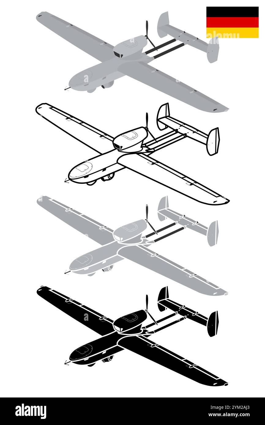 Drone militare UAV 3D illustrazione vettoriale Germania Illustrazione Vettoriale