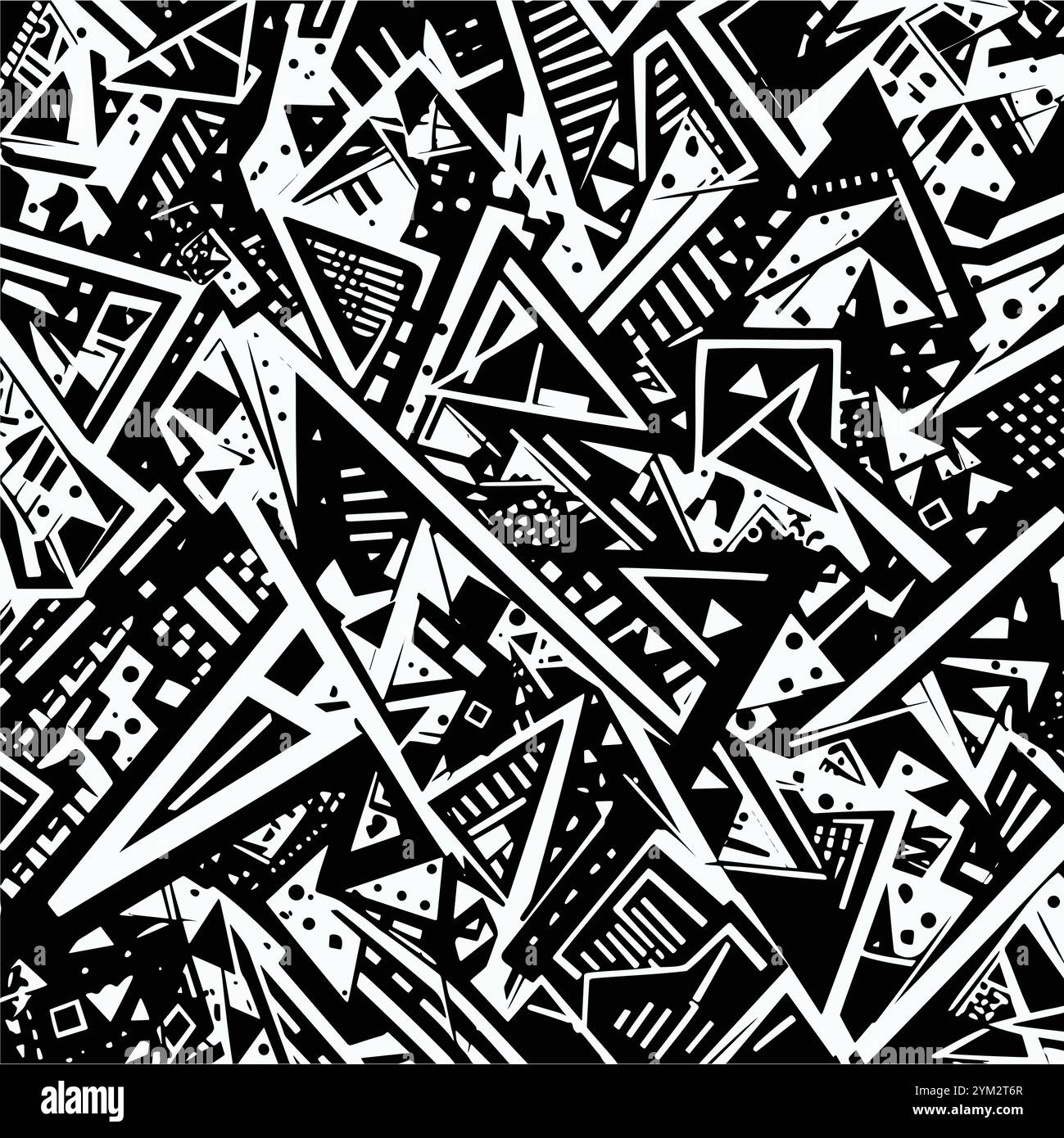 Frecce con motivo bianco e nero a forma di triangolo. Audace design geometrico ispirato ai vortici. Arte astratta moderna e minimalista Illustrazione Vettoriale