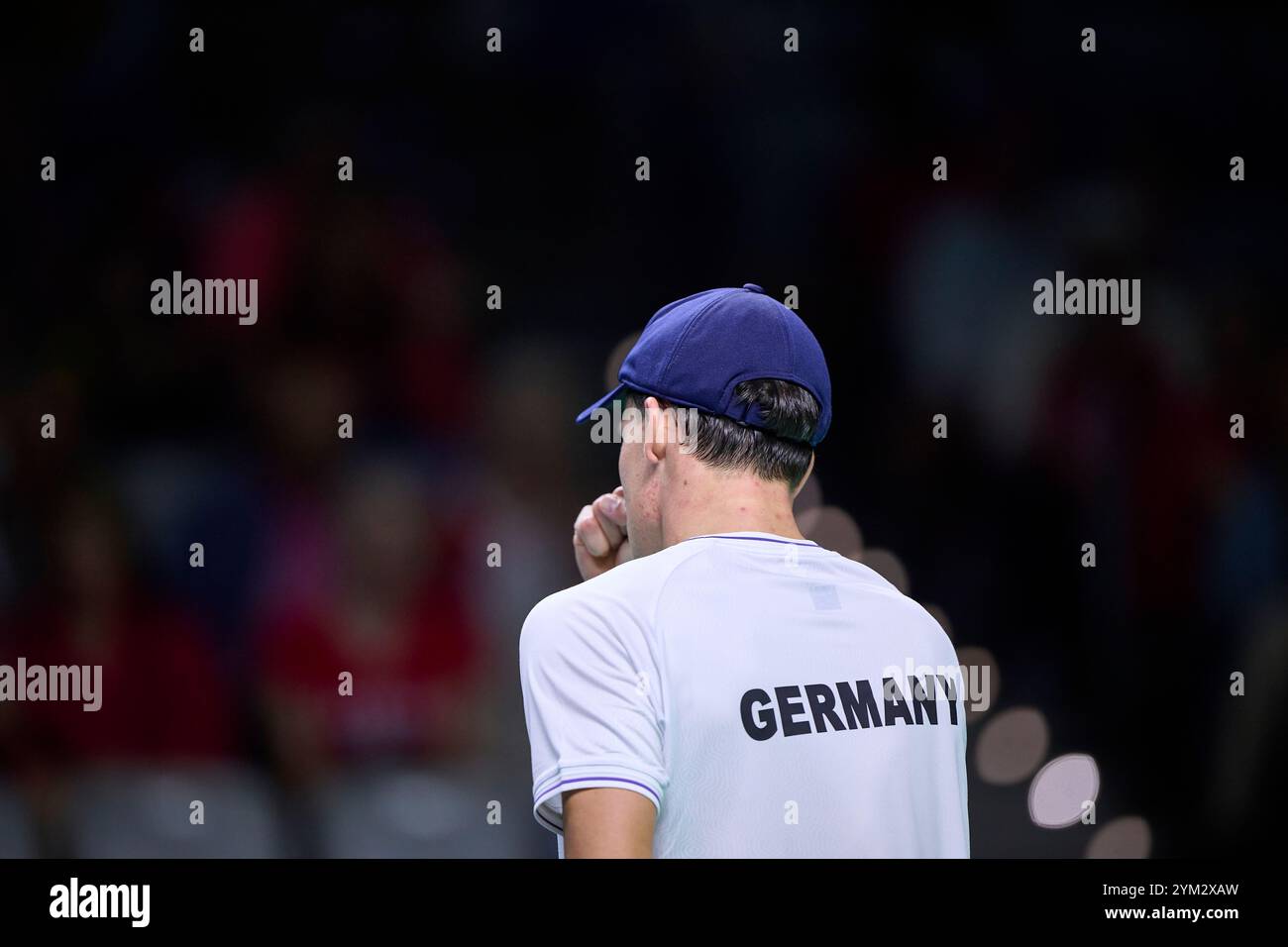 Malaga, Spagna. 20 novembre 2024. Daniel Altmaier, squadra tedesca vista in azione contro Gabriel Diallo del Canada (non in View) durante i quarti di finale di Coppa Davis Final 8 Singles match 1 alla Martin Carpena Arena. Daniel Altmaier ha vinto per 7/6, 6/4 (foto di Vicente Vidal Fernandez/SOPA Images/Sipa USA) credito: SIPA USA/Alamy Live News Foto Stock