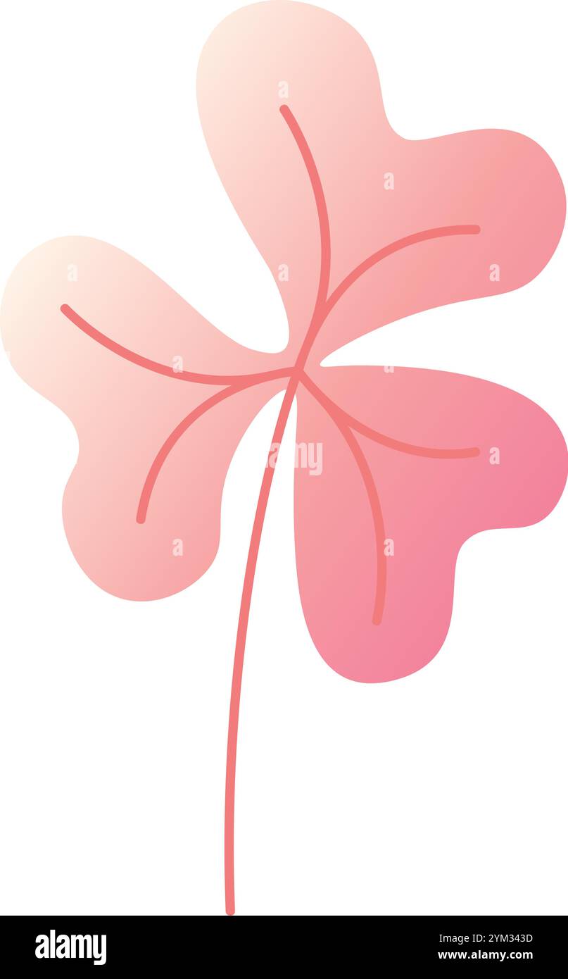 Trifoglio a quattro foglie rosa sfumato rappresenta fortuna, prosperità e risultati positivi, perfetto per st. Giorno di Patrick o qualsiasi occasione che celebri il bene Illustrazione Vettoriale