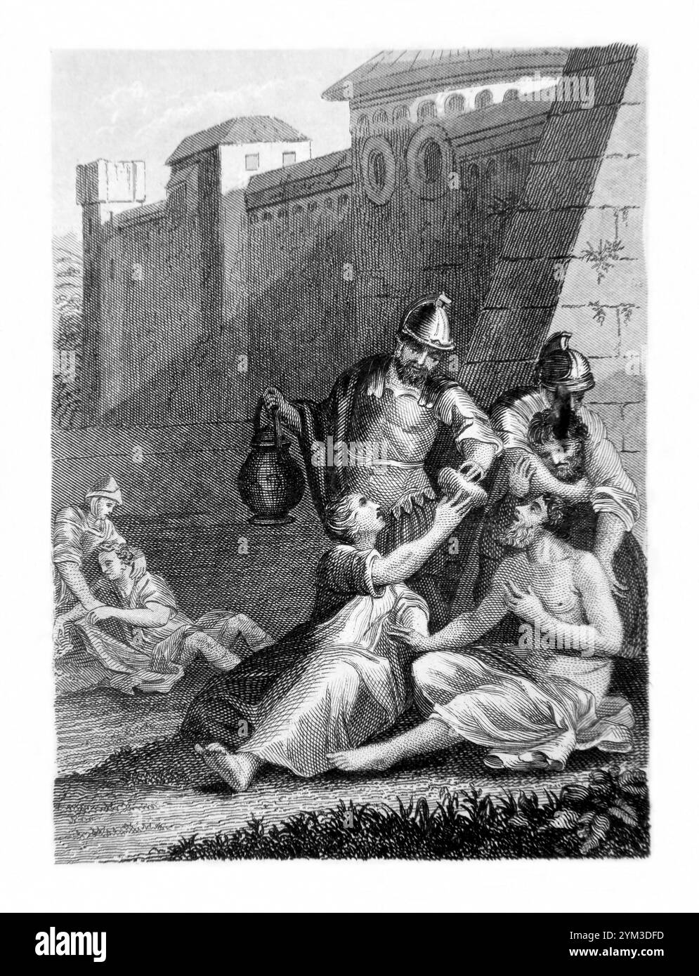 L'incisione d'acciaio dei figli di Giuda è trattata gentilmente dagli Israeliti dopo la battaglia contro Giuda (2Cronaca CH 28 V 15) dal 1851 Ta Foto Stock